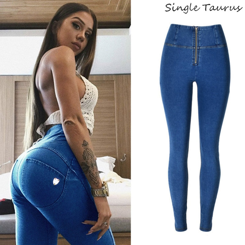 High Waist Push Up Jeans Woman Streetwear Skinny Denim Pants Mujer Blue Distressed Jean Cotton Spandex Tracksuit Spodnie Damskie