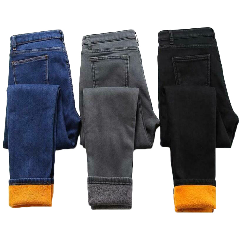 High Waist Warm Jeans Women Blue Black Winter Jeans Female Denim Pants Jean Femme Ladies Long Trousers Fleece Velvet Pants